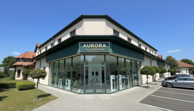 Vizualizácia exteriéru showroomu s presklením